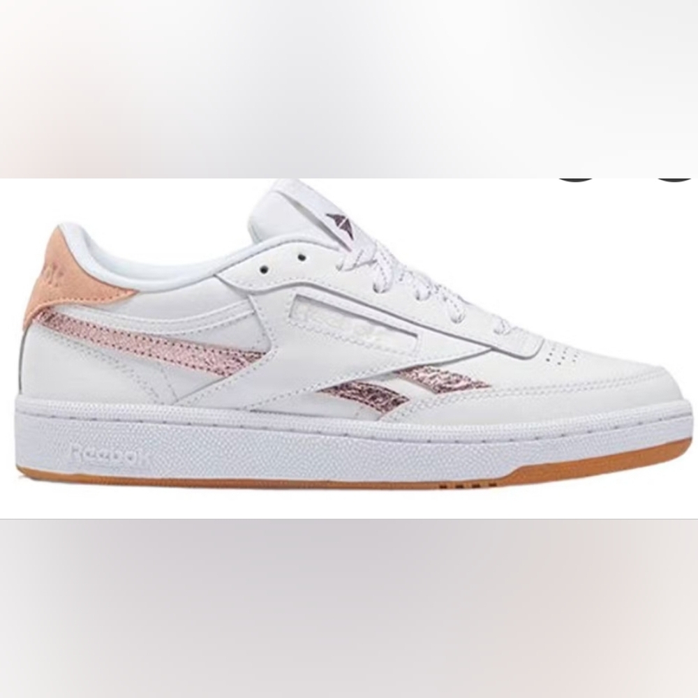 Reebok Classic Club C 85 White and Rose Gold Pink Sneakers Sz 8